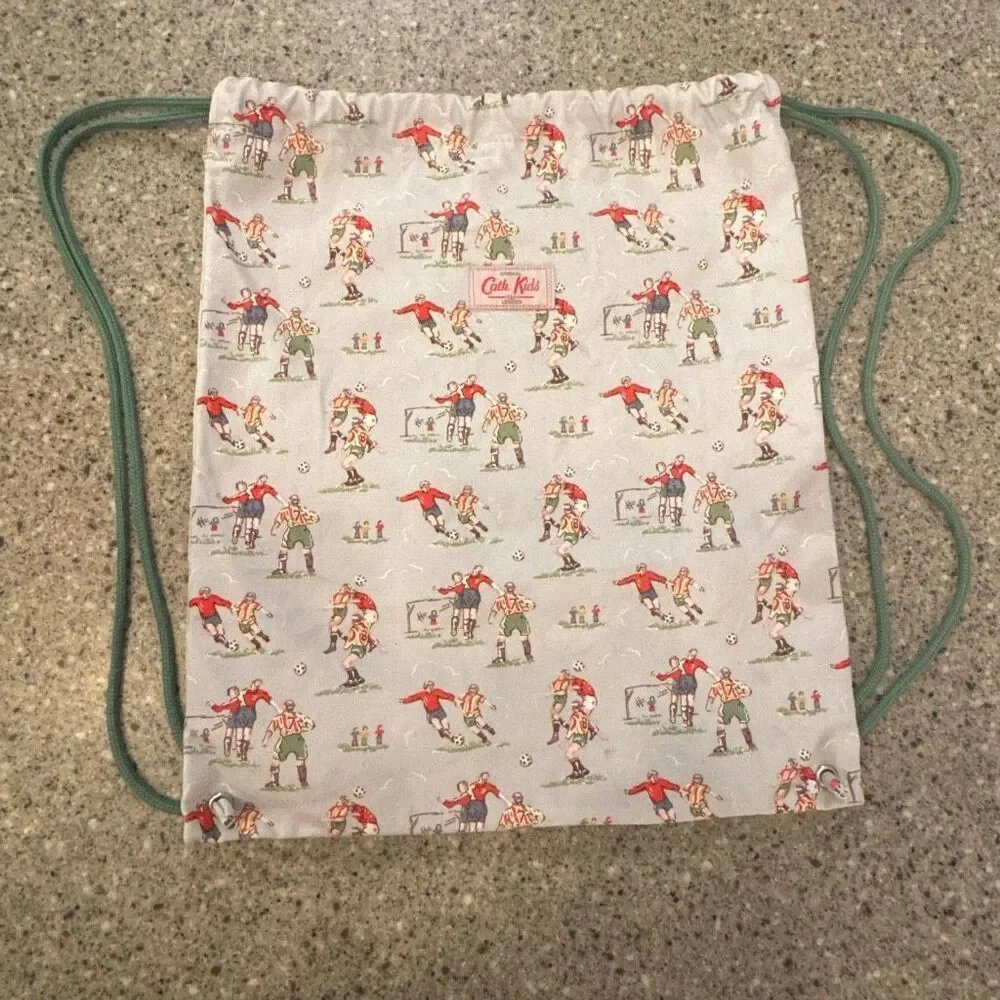 CATH KIDSTON LONDON Kids Light Blue Drawstring Football Soccer Bag Discontinued